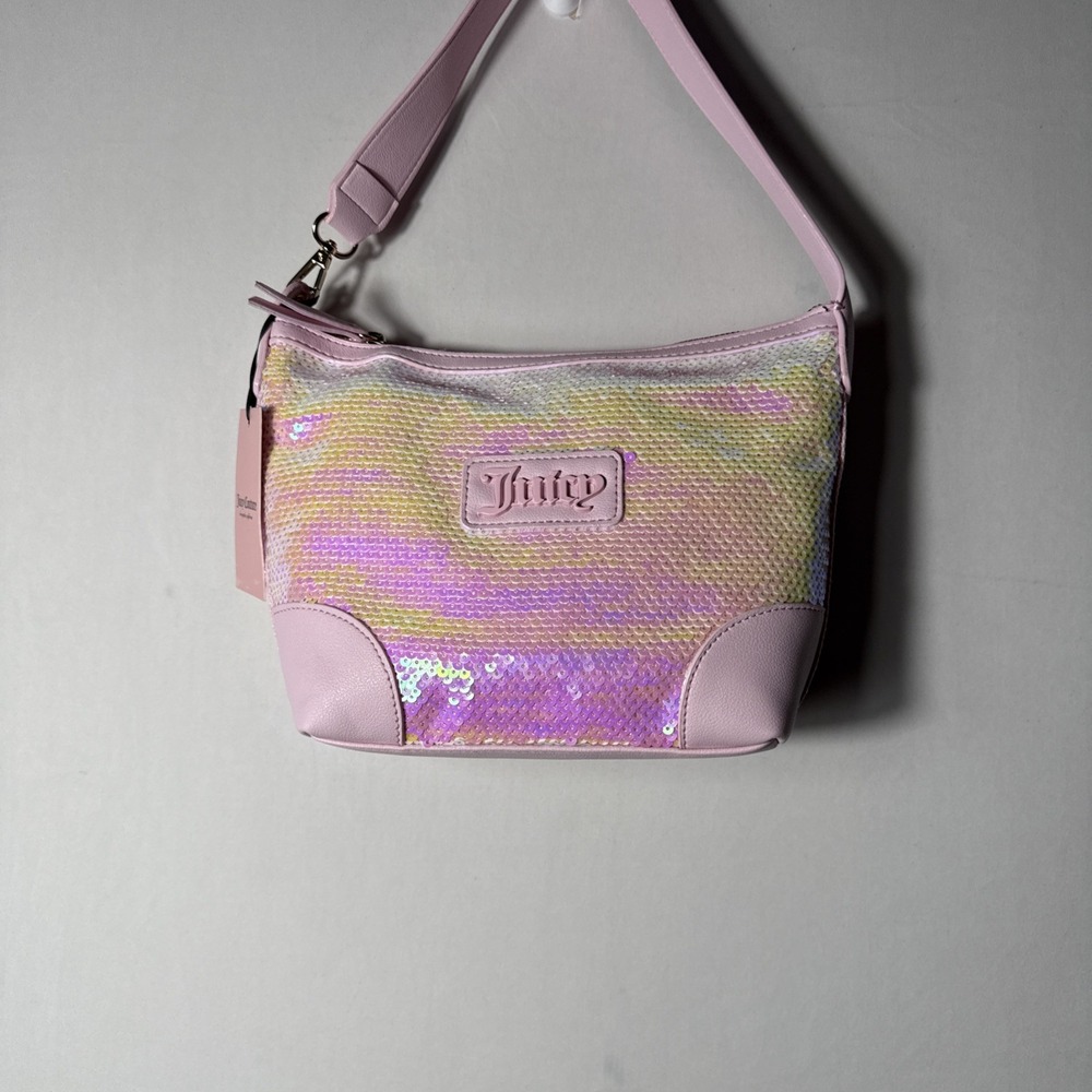 NWT Juicy Couture Women's Blank Canvas Hobo Handbag Light Pink‎ Sequins